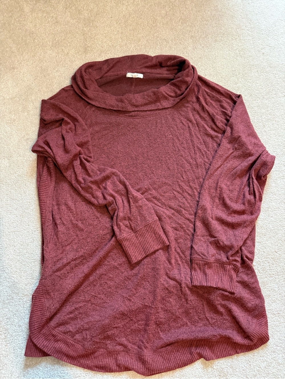 Maurices 1X Burgundy Cowl Neck Soft Knit Tunic Sweater Top